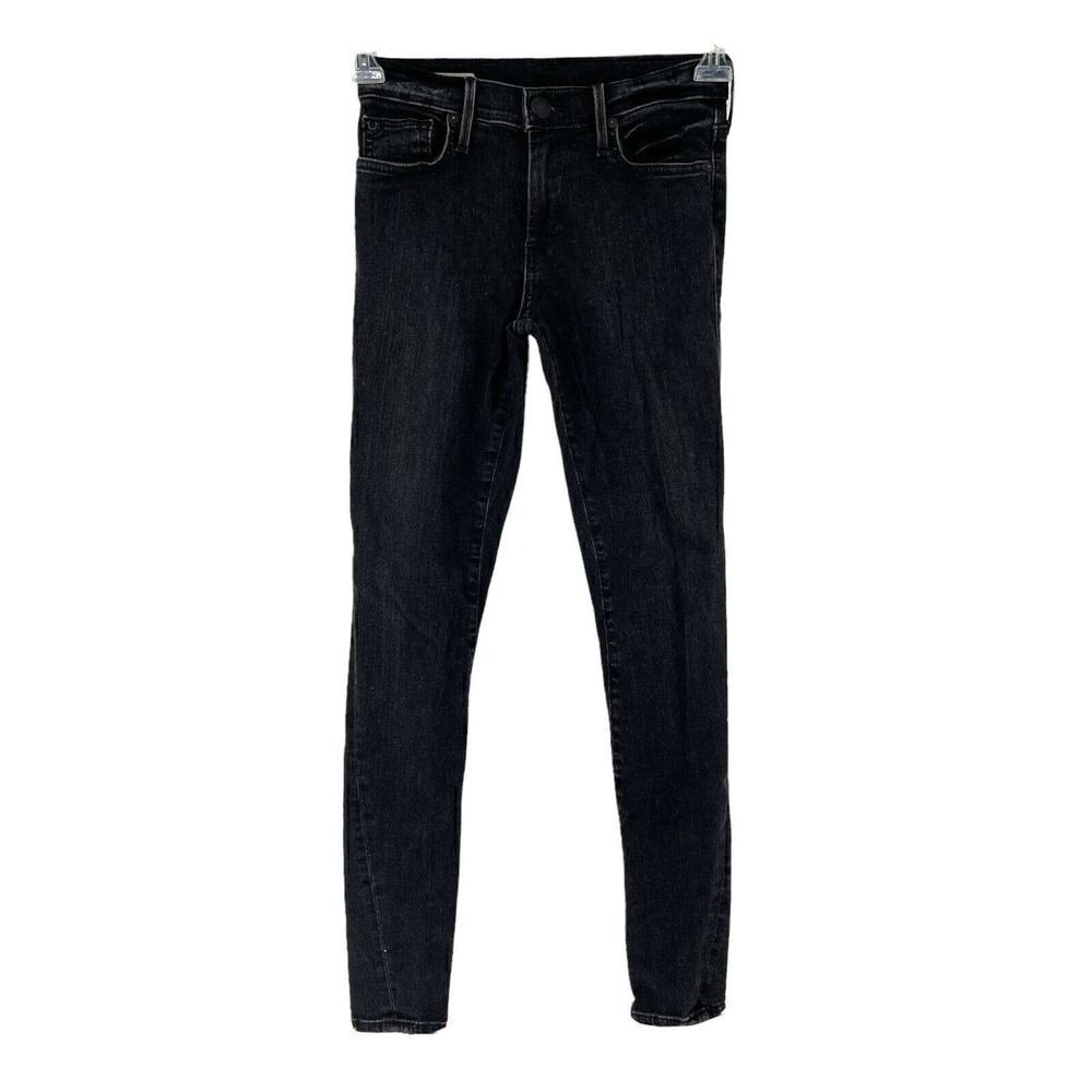 True Religion Jeans Halle Black Skinny Zipper Ankle Size 25 Horseshoe Pockets
